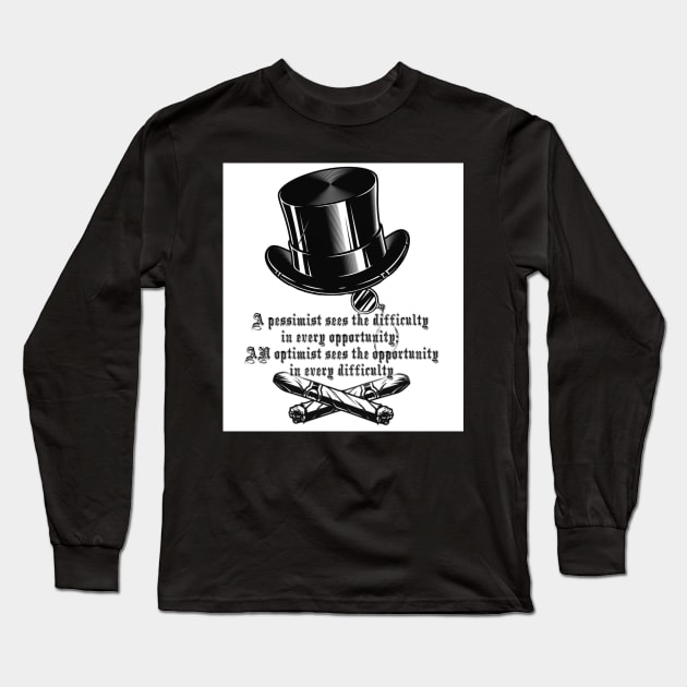 churchill sayings optimist and pessimist Long Sleeve T-Shirt by yinon-h